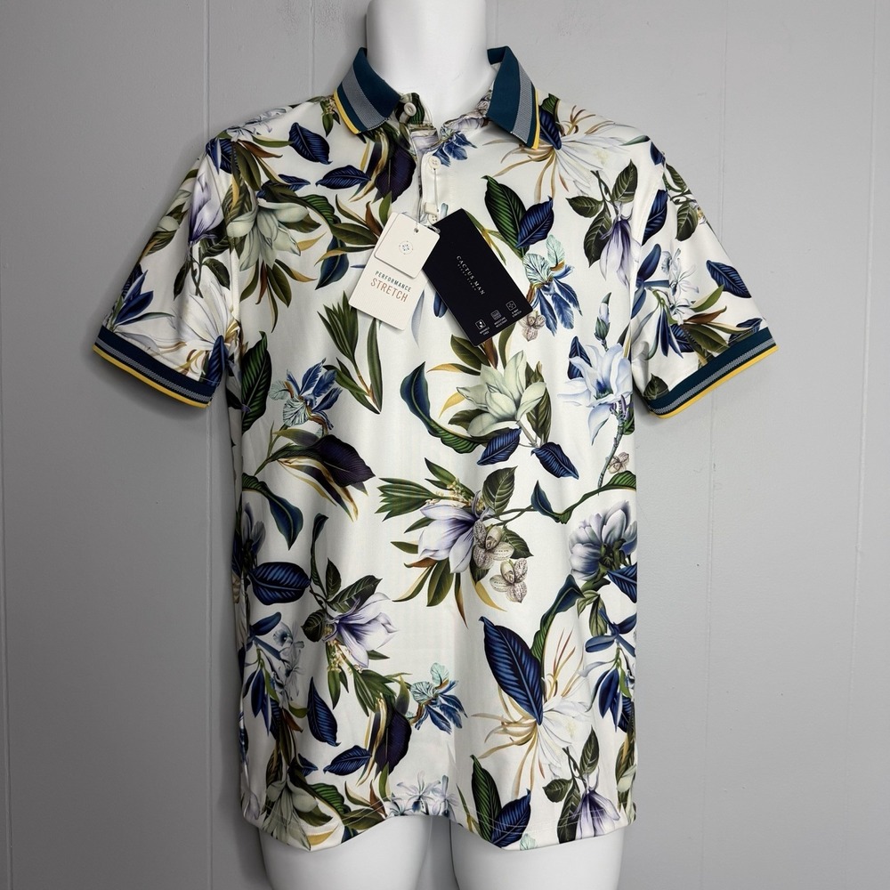 Denim & Flower Ricky Singh Polo Mens S floral golf shirt, breathable Hawaiian
